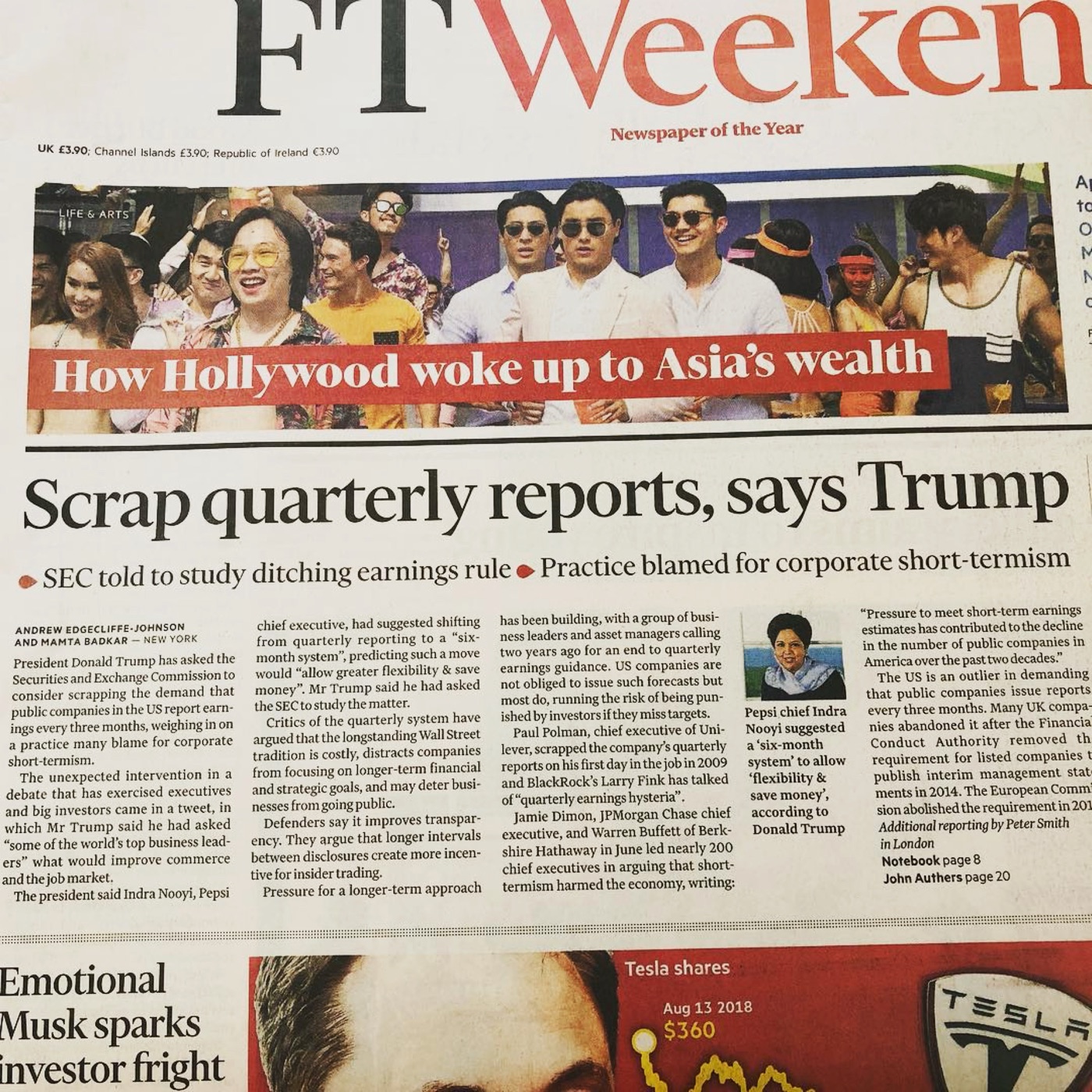 FT Weekend front page: "How Hollywood woke up to Asia's wealth"